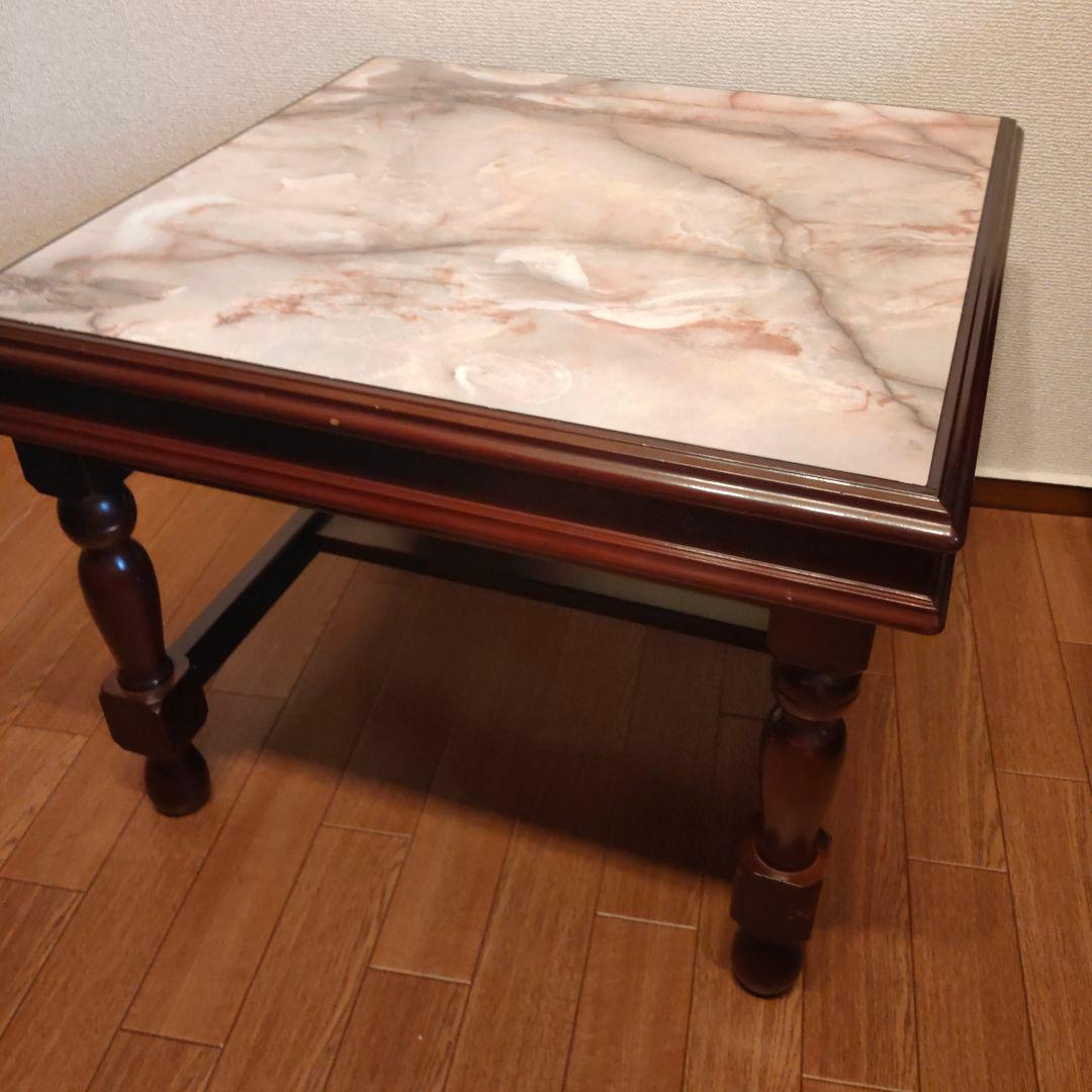 大理石風天板のビンテージテーブル
