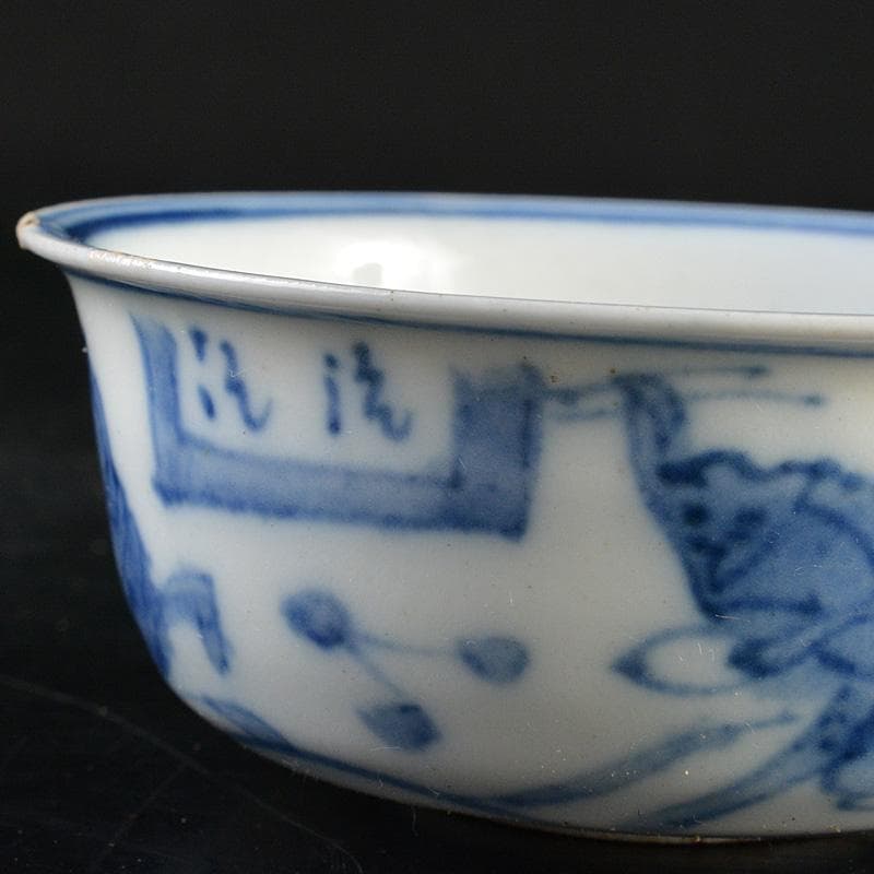 煎茶道具　青花染付　神獣文　煎茶器　五客　時代箱付　M　R7337