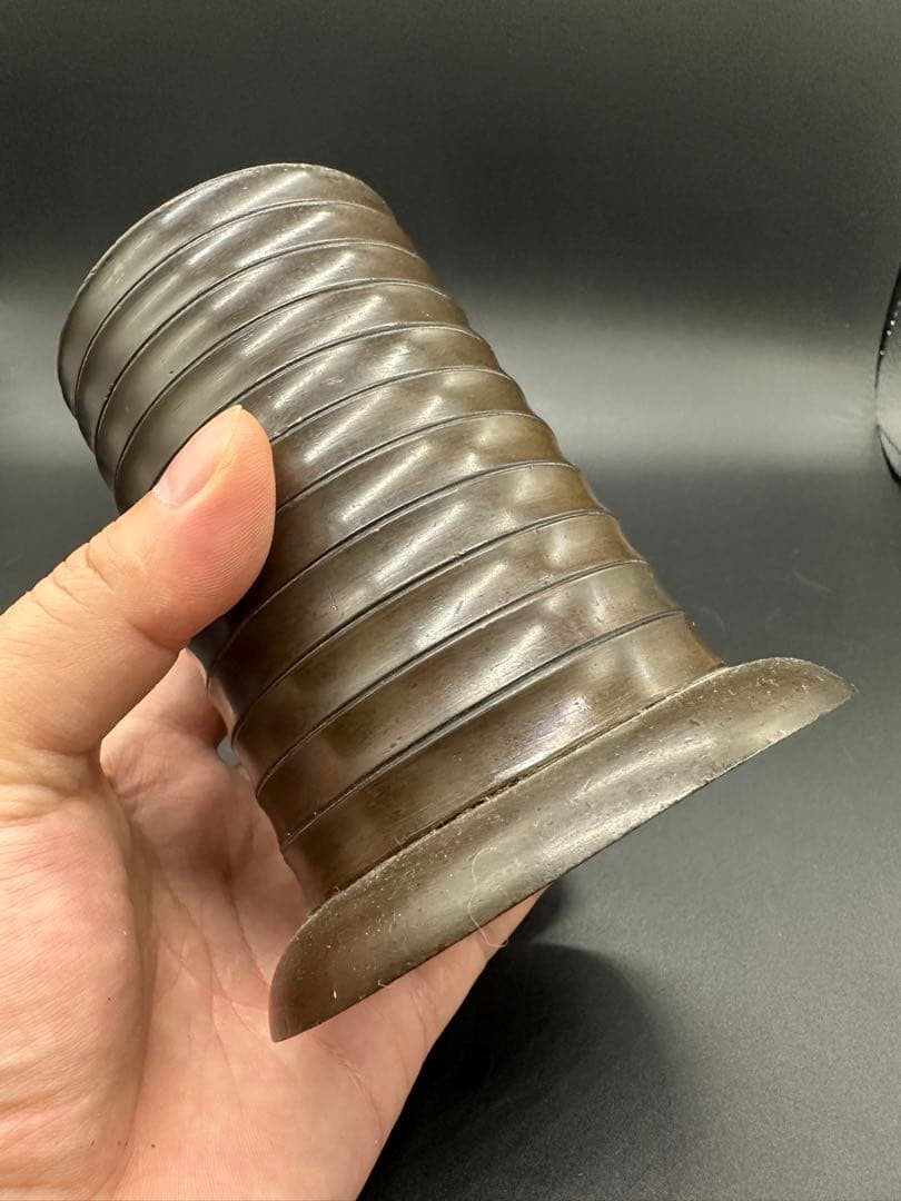 銅製　花生　筆入れ　江戸時代　金工　骨董　古美術