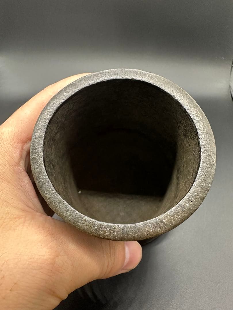 銅製　花生　筆入れ　江戸時代　金工　骨董　古美術