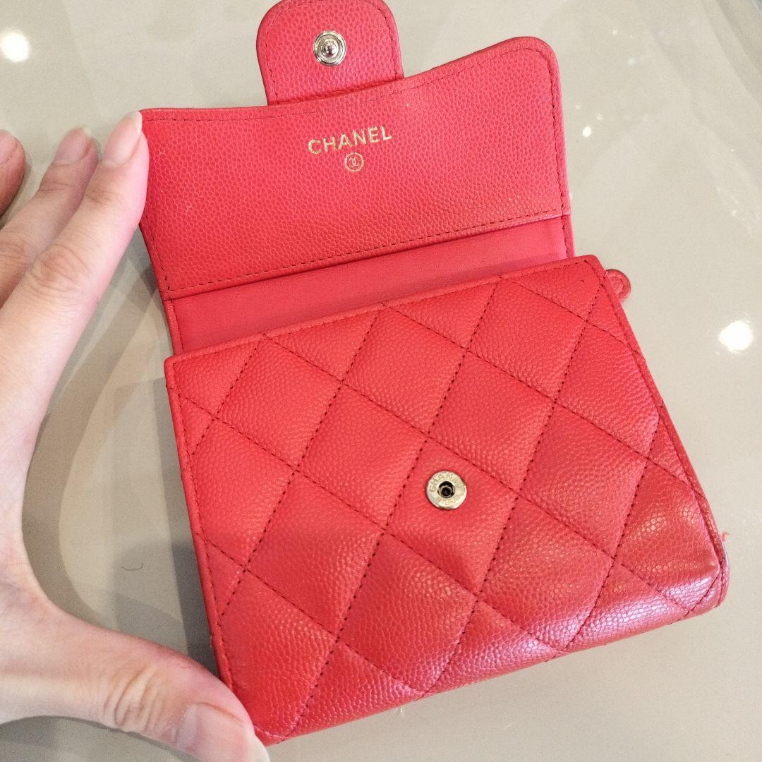 CHANEL キャビアスキン 三つ折り財布 タイムレス