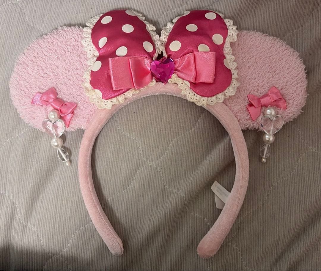 ミニー カチューシャ ピンク 水玉 リボン