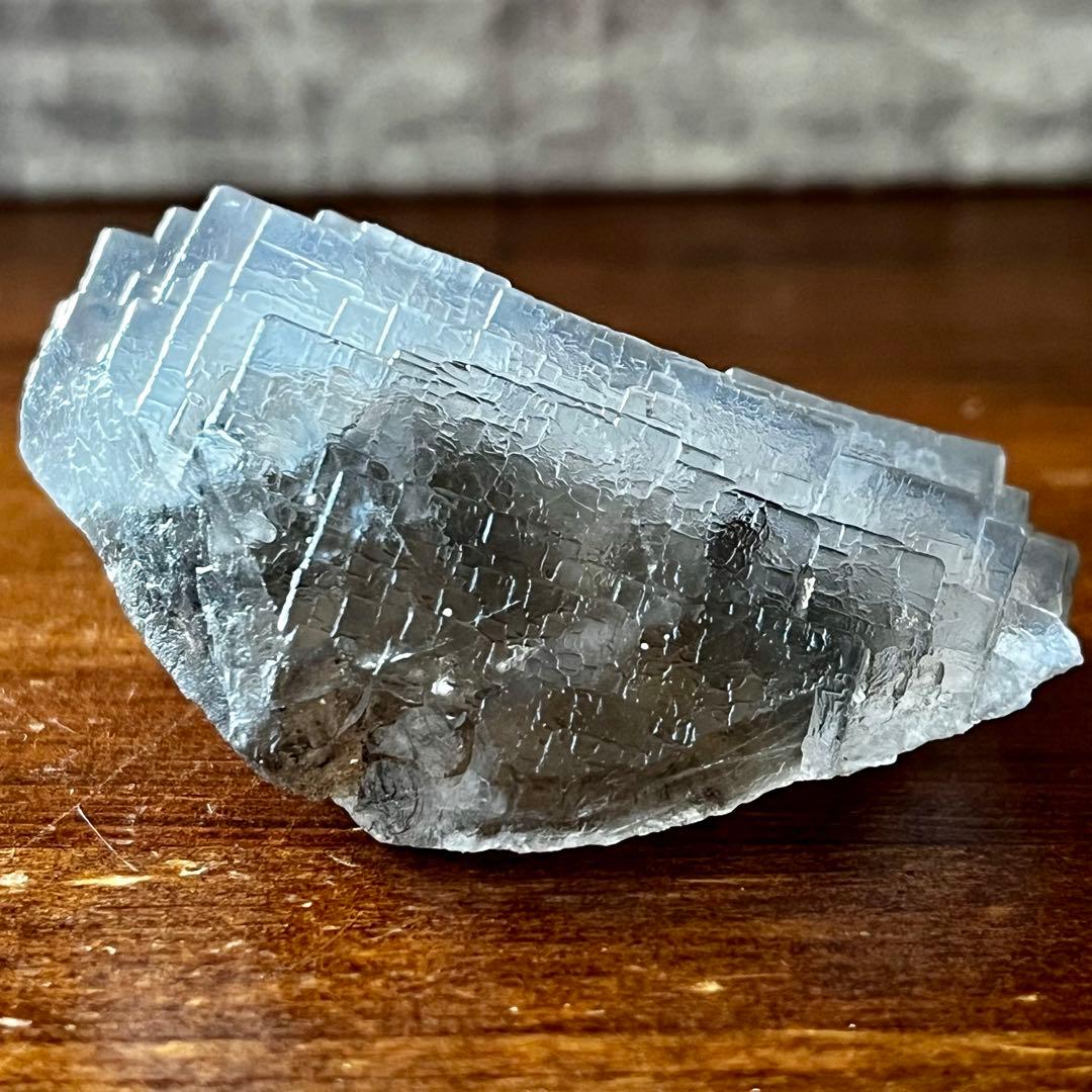 美品 フローライト ライトブルー 372.4ct 幾何学模様 蛍石 原石 鑑賞石