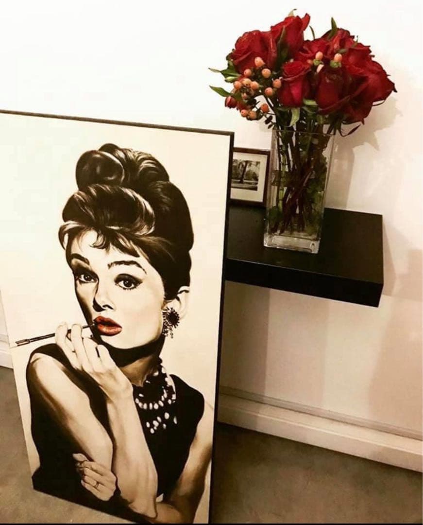 オードリー・ヘプバーン イラスト 大判 woodprint