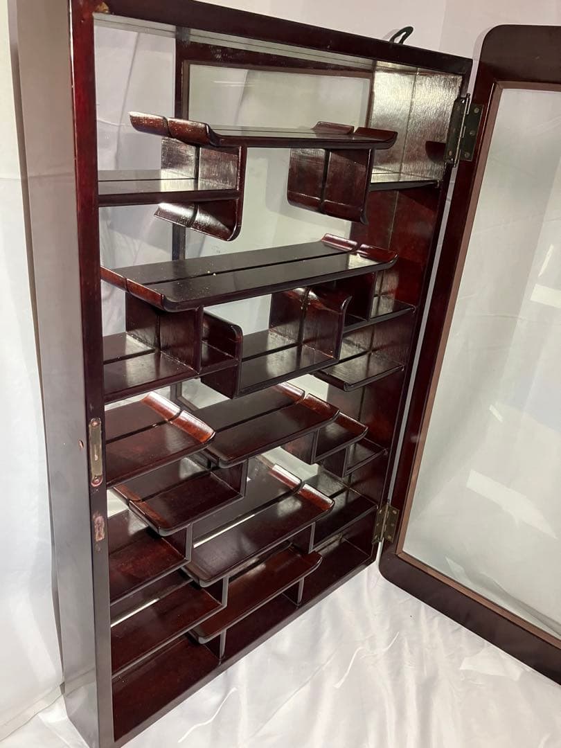 【Y1004】飾り棚 唐木 中国 古美術 アンティーク ビンテージ 鏡 壁掛け