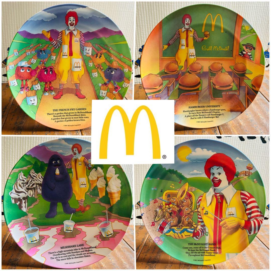 80' McDonald's Plastic Plate×4 マクドナルド絵皿