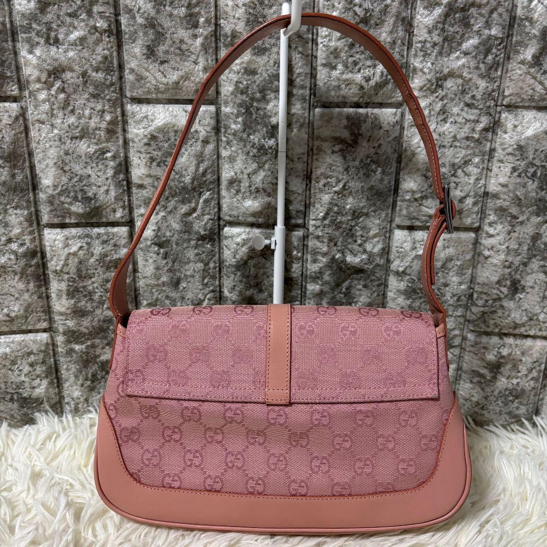 【激レア 良品】グッチ　ワンショルダーバッグ　ジャッキー　GG柄　ピンクベージュ