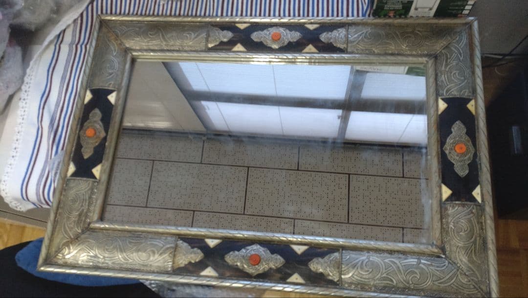 モロッコ製 アンティーク調 インテリア鏡（ハンドメイド）