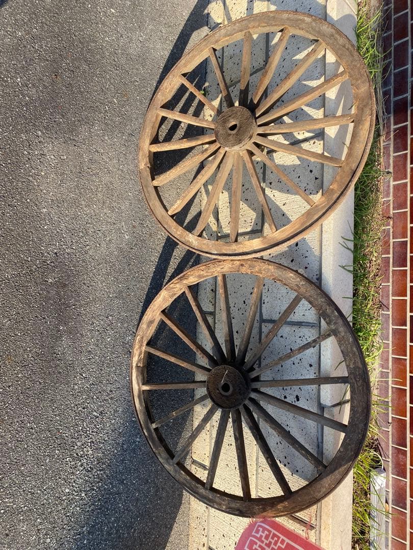 アンティーク 木製車輪 2個セット