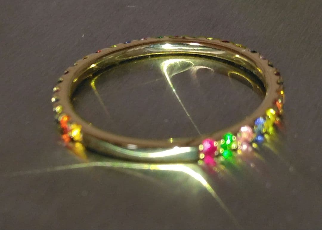 K18ゴールド ダイヤモンド&マルチカラー宝石 エタニティリング