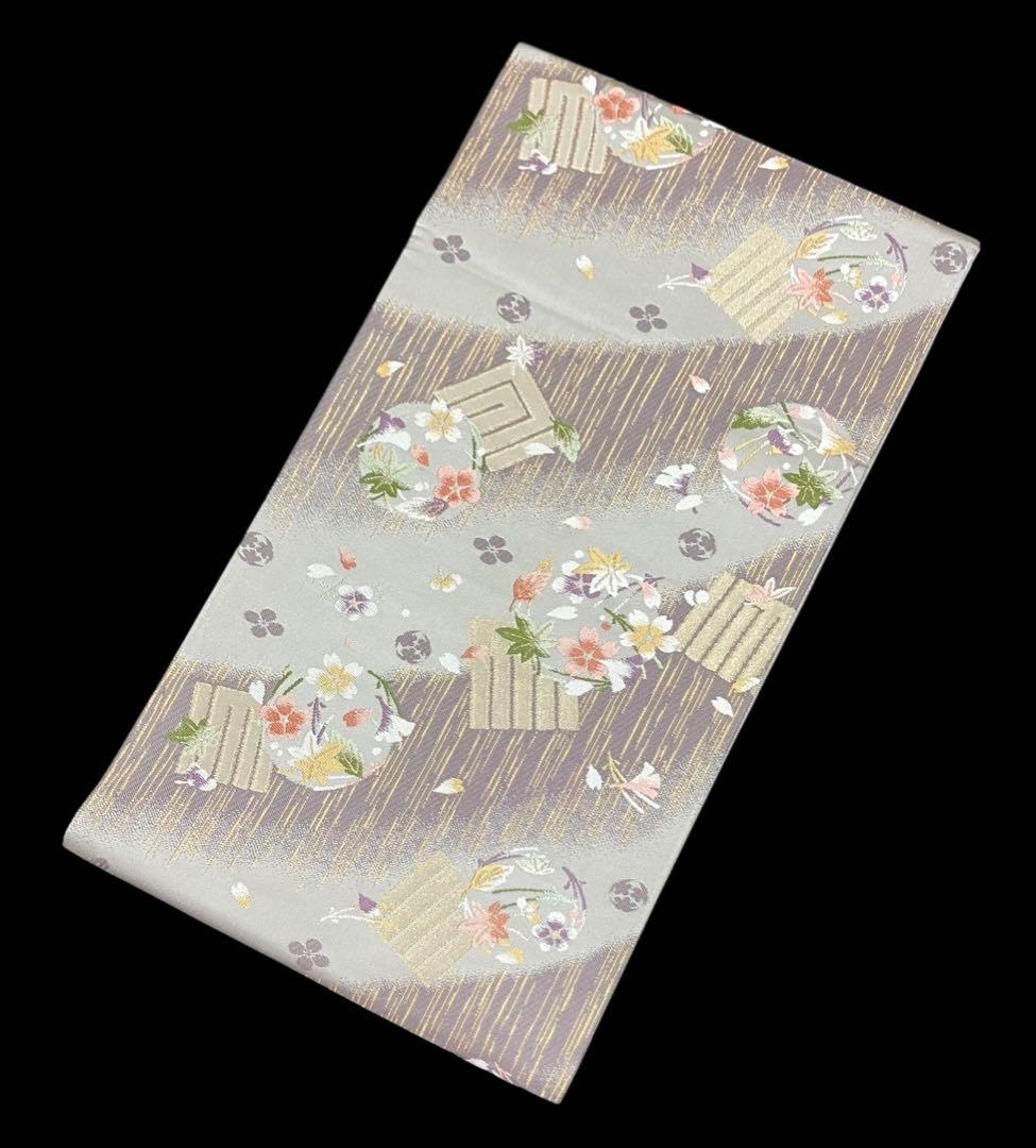 坂東三津五郎 袋帯 六通柄 正絹 源氏香 吹き寄せ 春秋 桜 未使用 イ6522