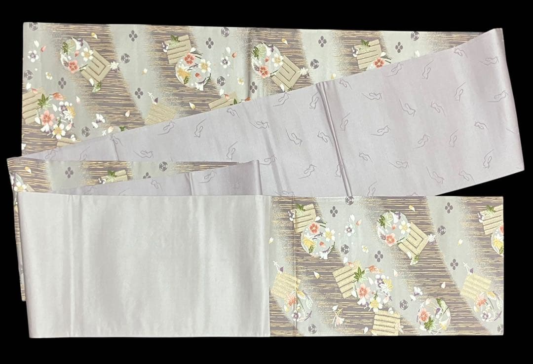 坂東三津五郎 袋帯 六通柄 正絹 源氏香 吹き寄せ 春秋 桜 未使用 イ6522