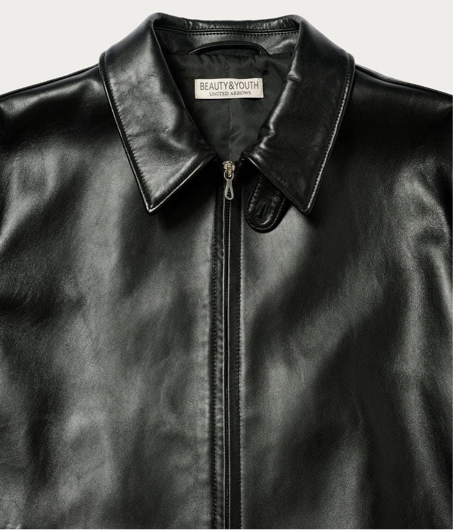 【新品未使用】BEAUTY&YOUTH シープ レザー ジップ ブルゾン L