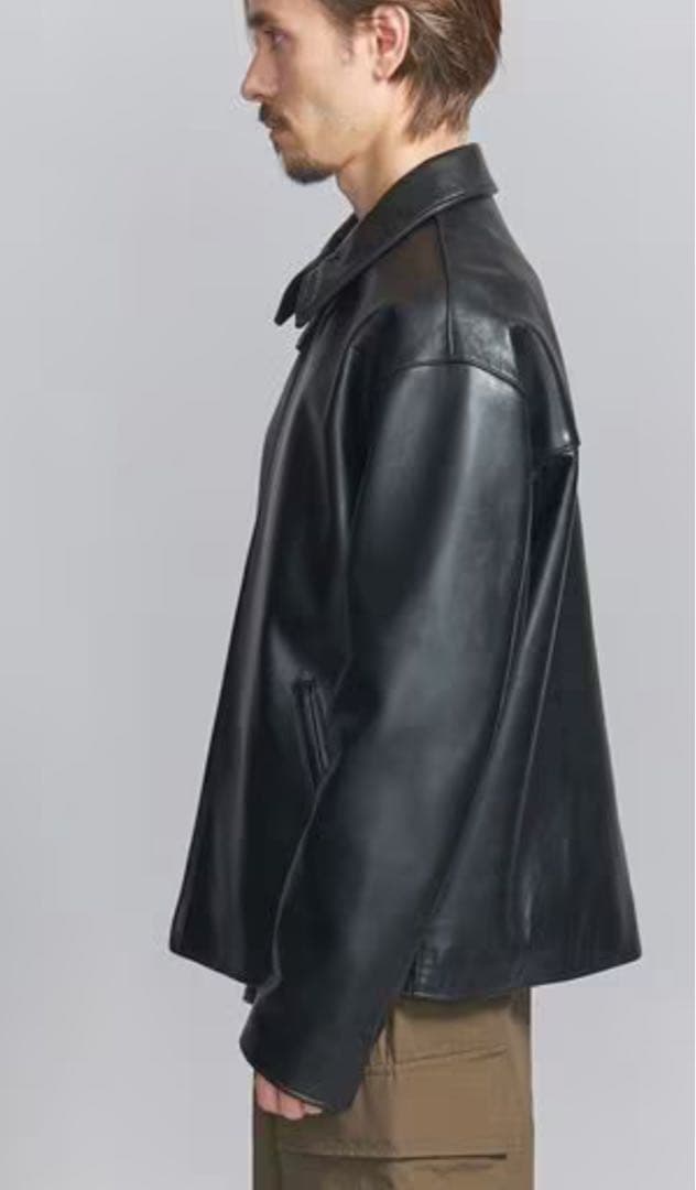 【新品未使用】BEAUTY&YOUTH シープ レザー ジップ ブルゾン L