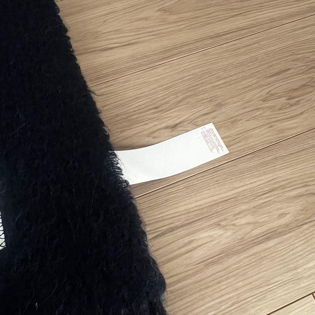 美品　MARNI マルニ ラベルロゴ アルパカ マフラー ネイビー　ブルー