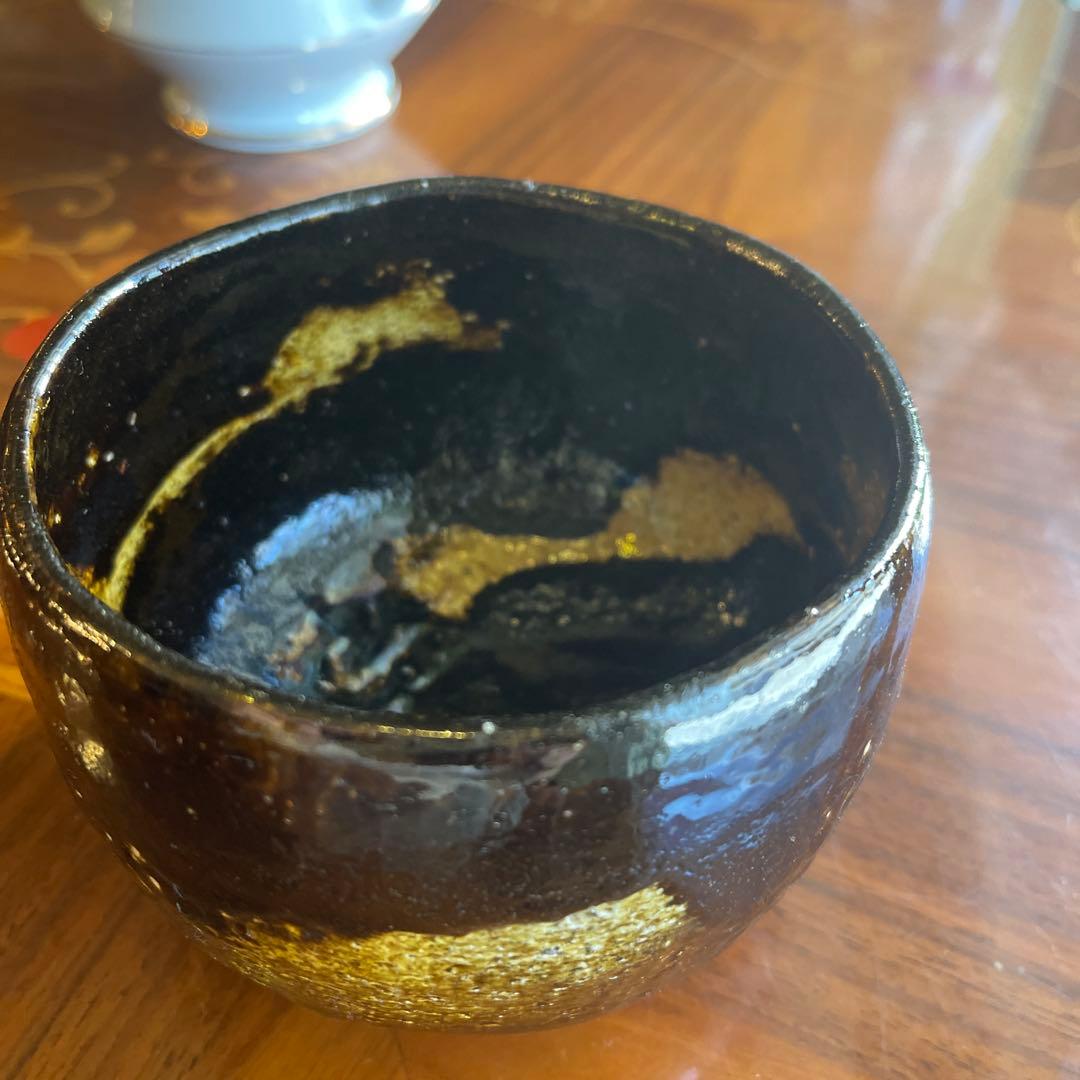 黒金の茶碗　茶道具 楽茶碗（らくちゃわん） 茶碗 黒楽 上 松楽