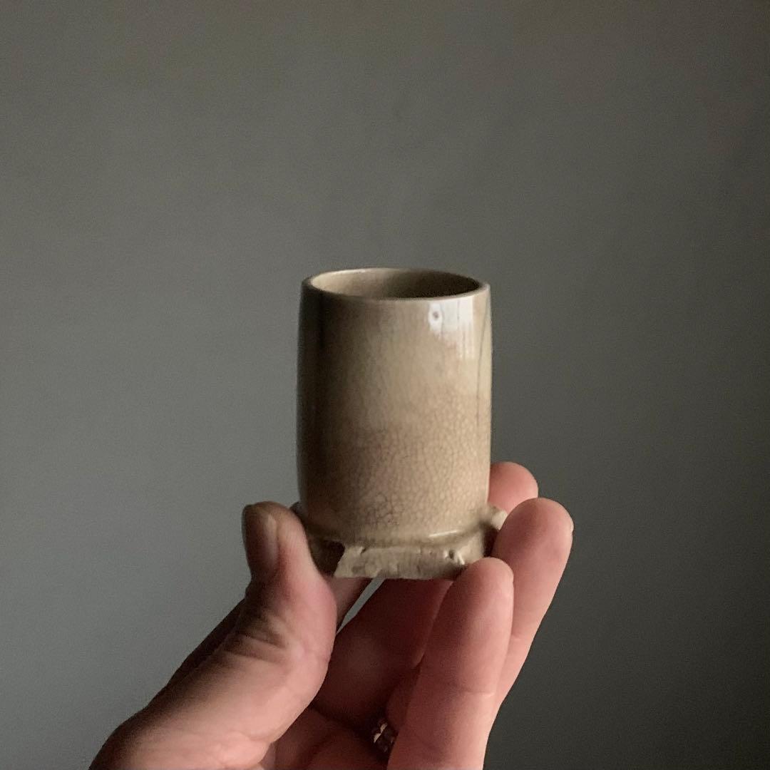 銹絵 染付 筒盃 巾筒 杓立 線香立 古道具 京焼 清水焼 古道具