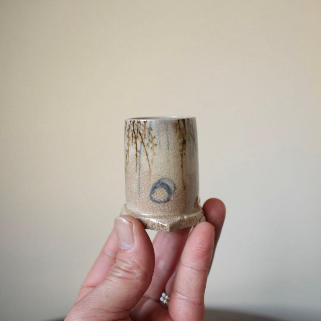 銹絵 染付 筒盃 巾筒 杓立 線香立 古道具 京焼 清水焼 古道具