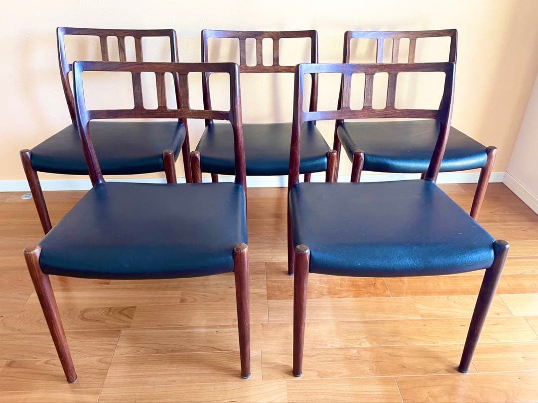 ダイニングチェア4脚デンマークニールス・モラー チーク材 椅子　大塚家具リペア③