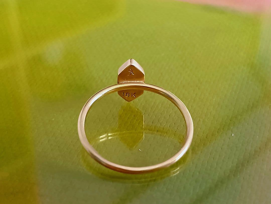 ガブリエラキス 18K グリーントルマリンリング 12号 カイトシェイプ