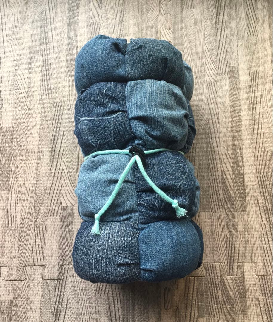 ぽこぽこカフェマット　Mサイズ　クッション　①  デニムリメイク