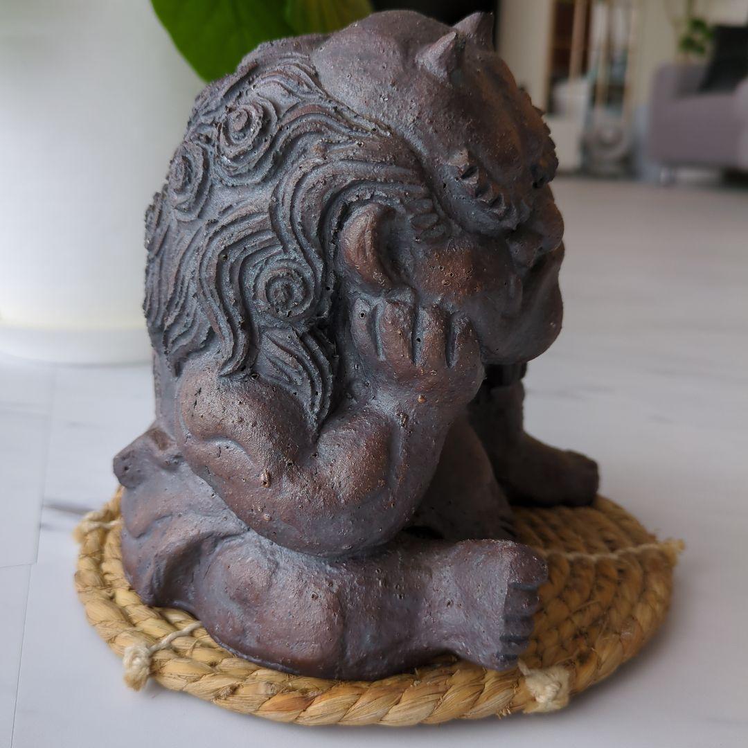 【村秀鬼瓦工房】鬼もひるね 金棒 鬼の置物 安田瓦 装飾瓦 新潟県 工芸品