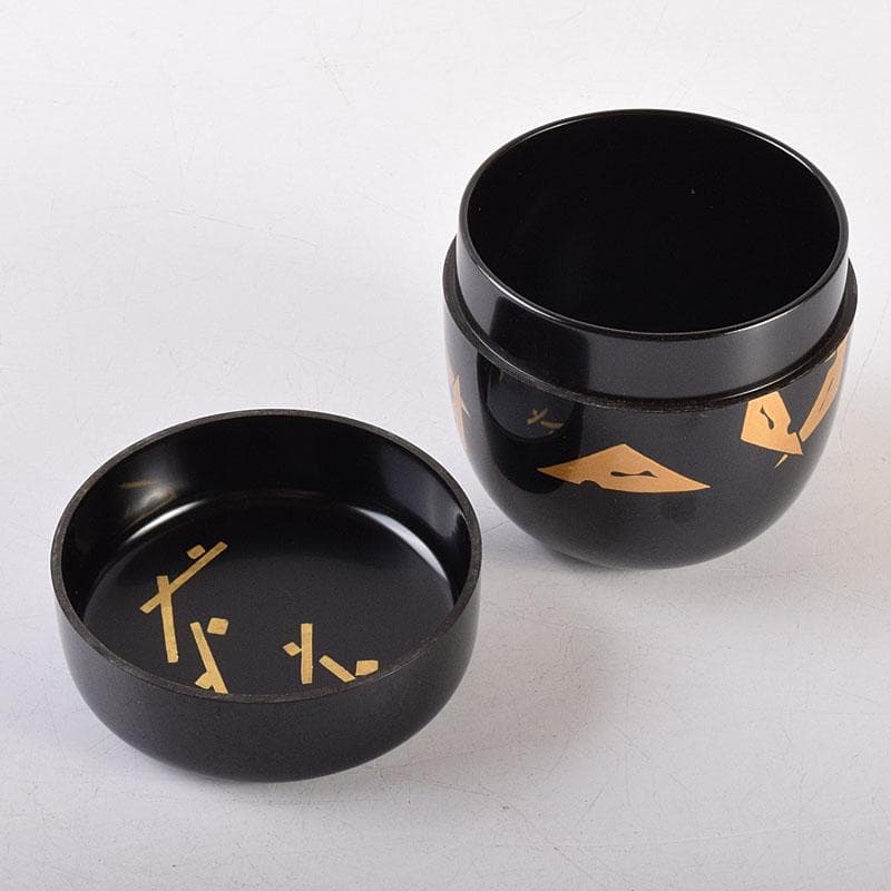 茶道具　輪島塗　喜三誠志作　鱗鶴蒔絵　棗　共箱　V　6914