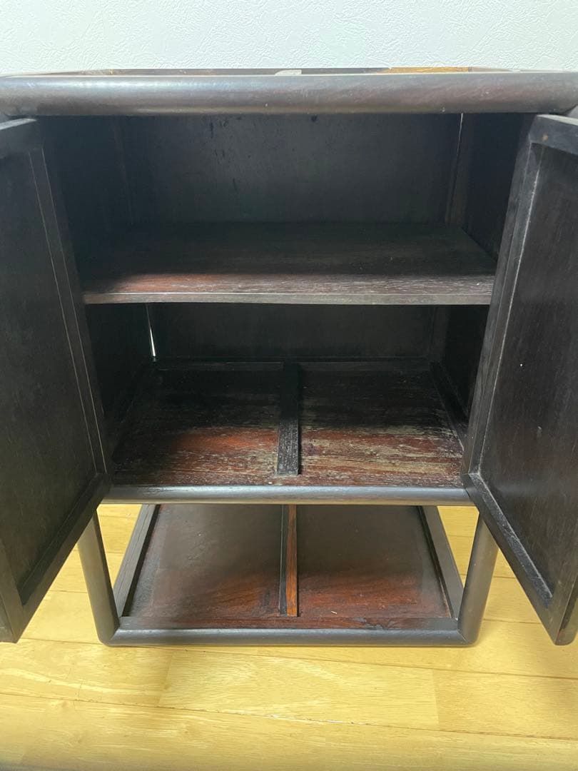 ナ*コ様 木製/漆塗/観音開き/茶箪笥/木工芸/時代/骨董/古美術/茶道/中国/