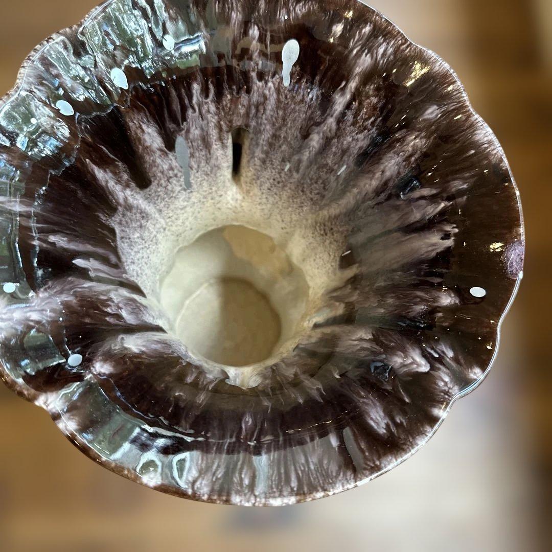 茶色の陶器製花瓶　イギリスアンティーク