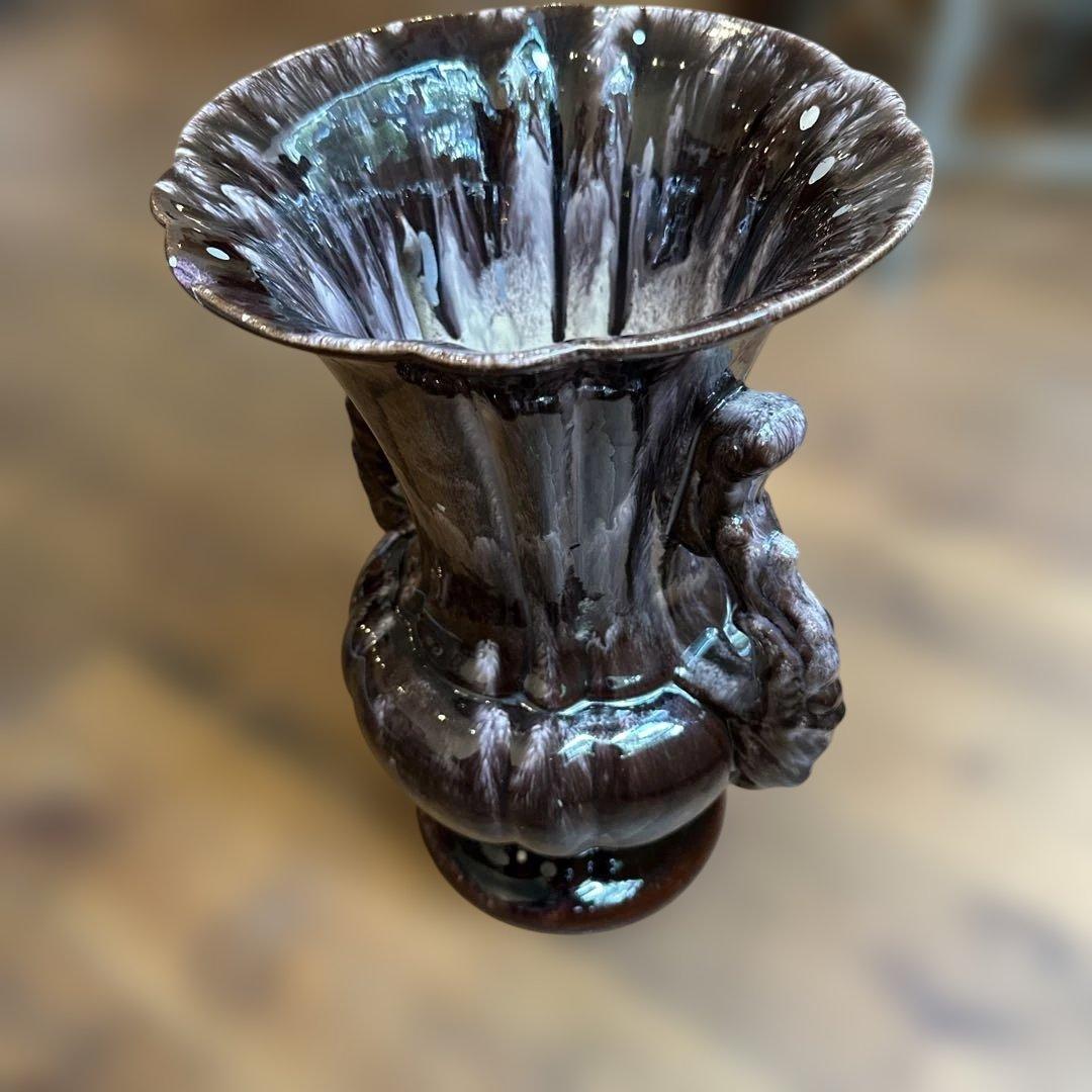 茶色の陶器製花瓶　イギリスアンティーク