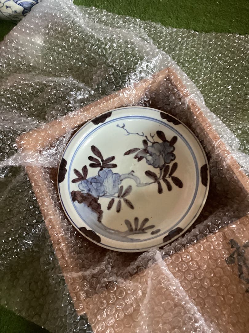 古美術骨董品　初期伊万里　染め付け花柄　幅21cm 江戸前期