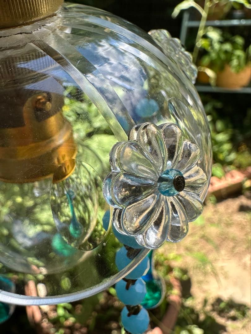 フランス アンティーク スカイブルー・ムラーノガラスの可愛いミニシャンデリア＊