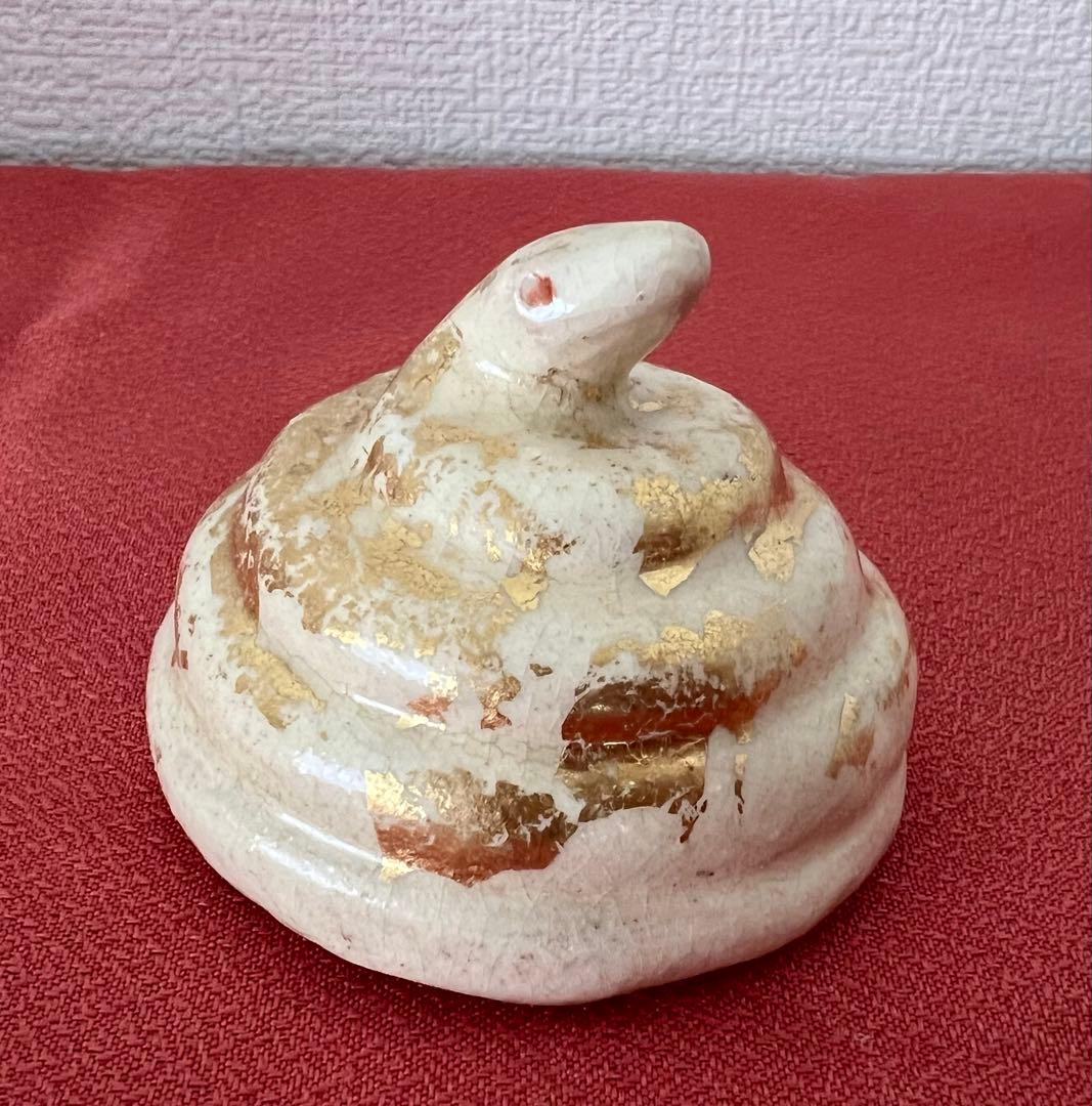 京焼 六代 清水六兵衛 干支 巳玉置物 共箱 共布有り 縁起物