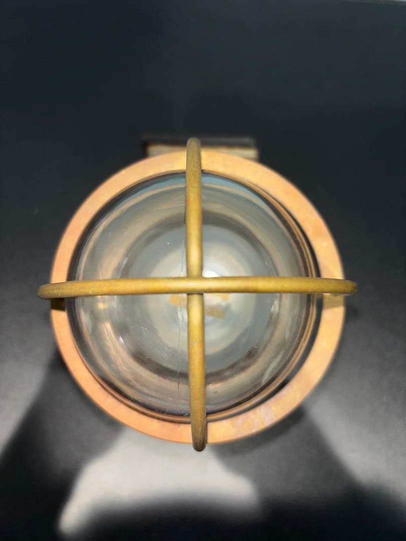 中古　松本船舶　マリンランプ　2号フランジ(ゴールド) 真鍮　LED電球付き　①