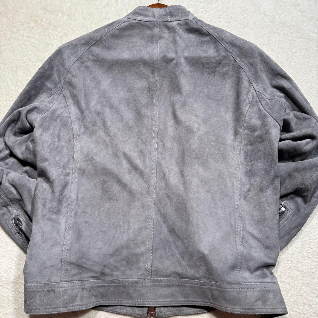 EMMETI エンメティ シングルライダースジャケット 山羊革 グレー XL相当
