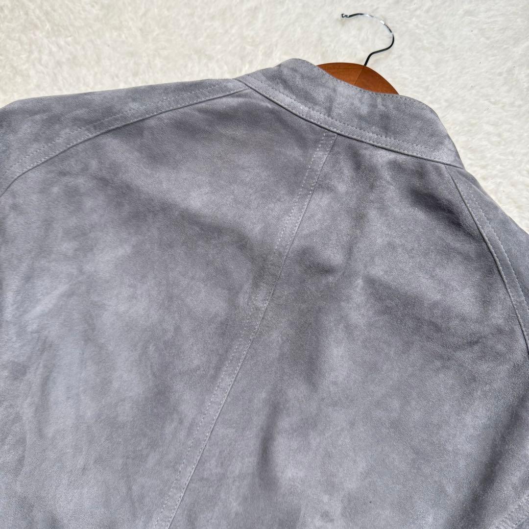 EMMETI エンメティ シングルライダースジャケット 山羊革 グレー XL相当