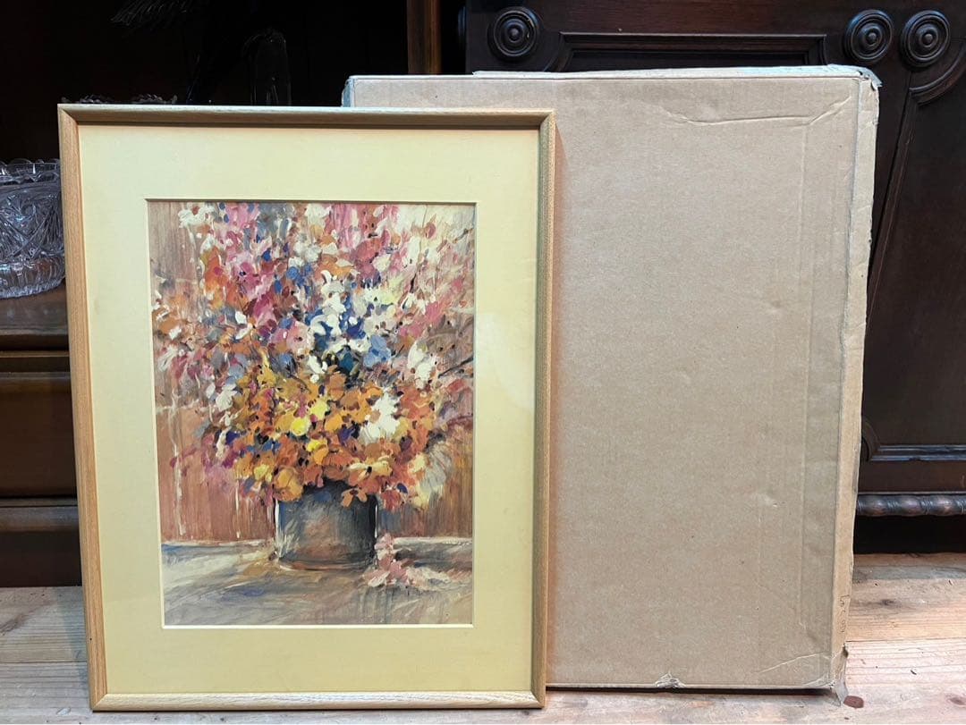 ノルブェ テーブルの花 アート 額縁 インテリア