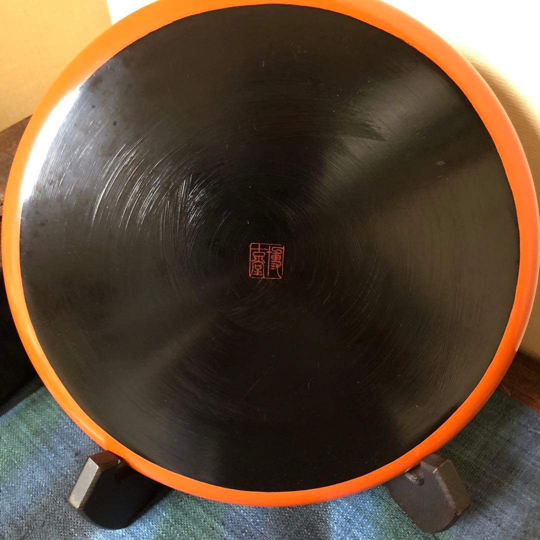 鎌倉彫　博古堂　洗朱　丸盆