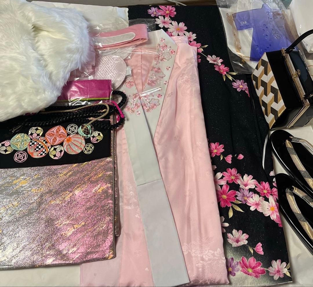 振袖セット 黒　白　中古
