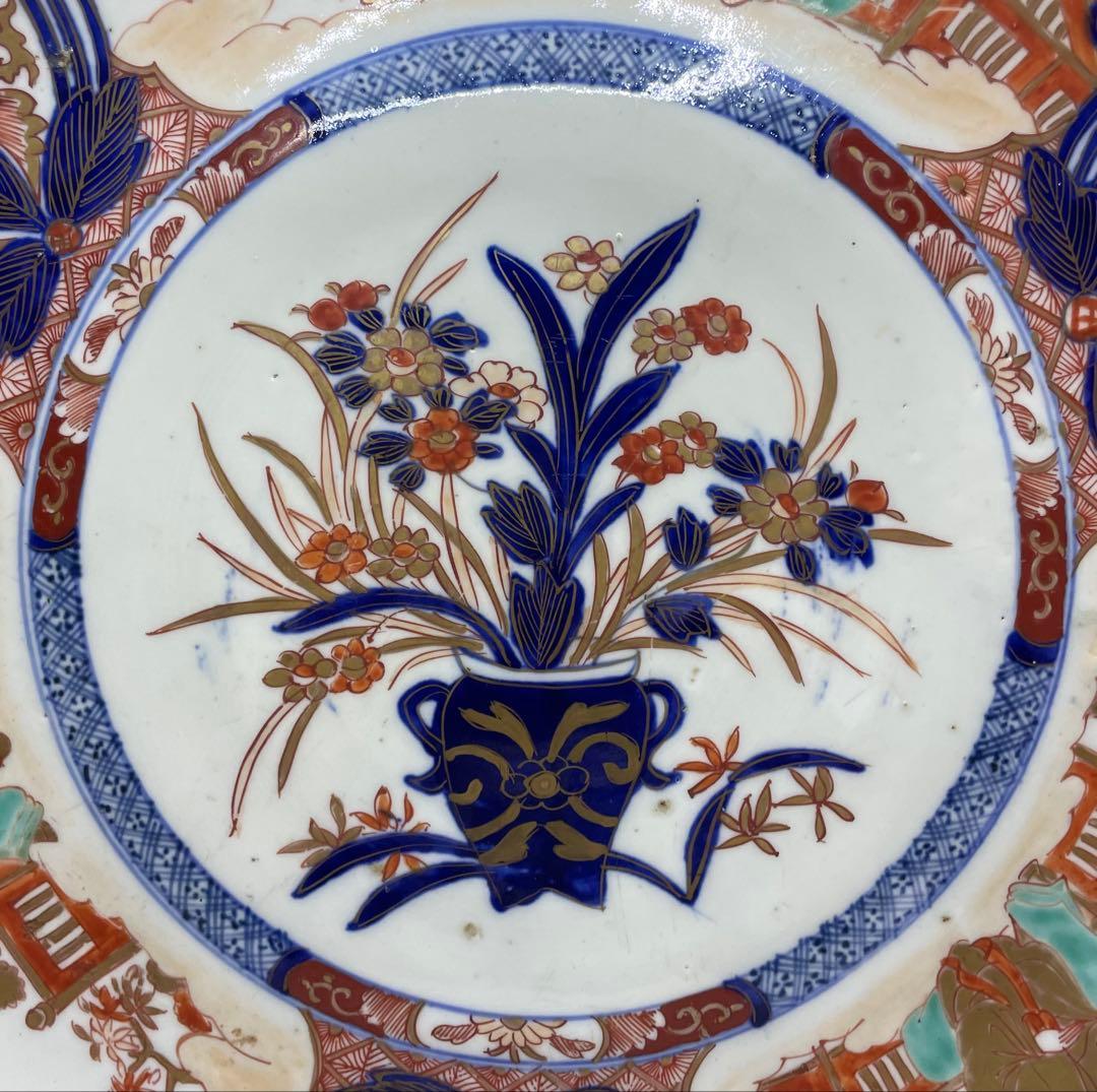 古伊万里　染錦　大皿　箱付　d557