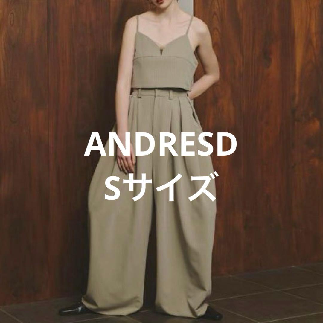 ANDRESD ピンストライプビスチェワイドパンツドレス　ベージュ　セットアップ