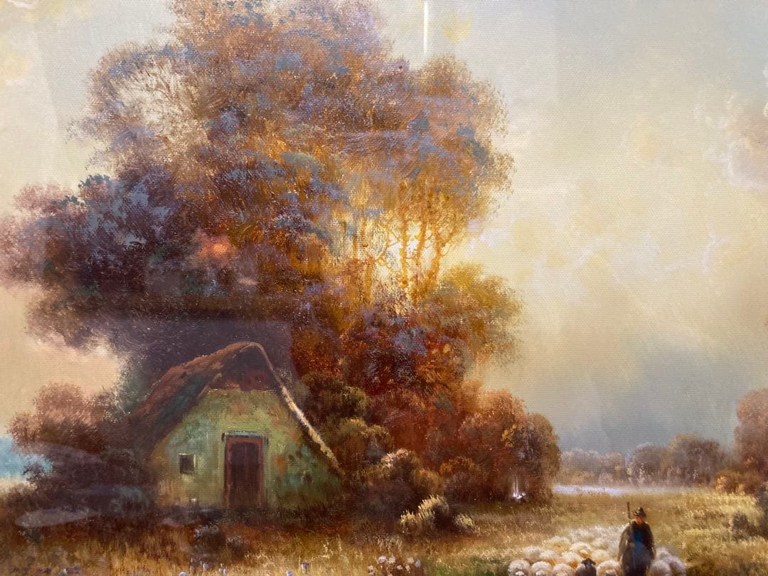 油彩　油絵　真筆　外国風景　[有名作家ワーグナー] サイン有　Ｆ６号