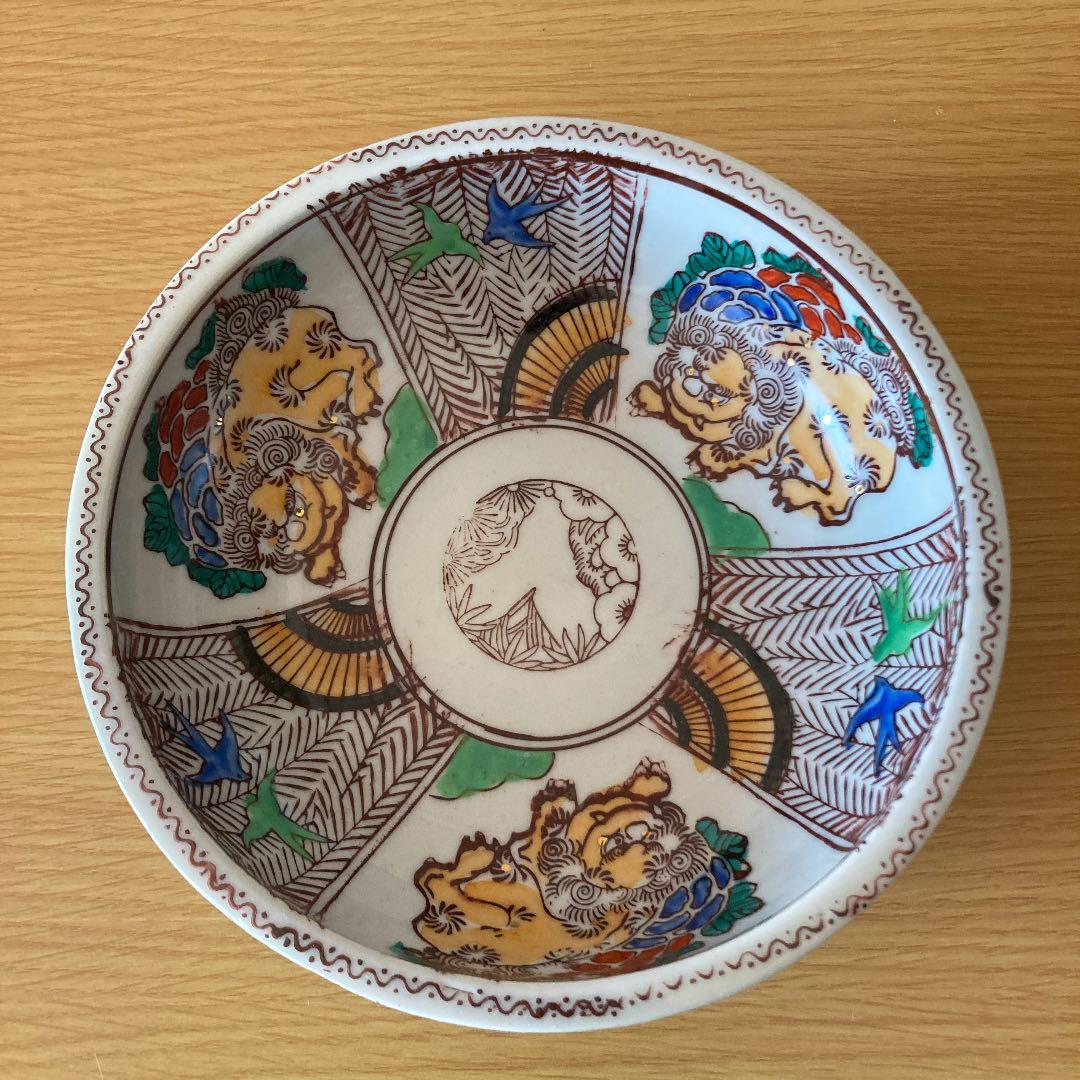 江戸末期　無名　色絵の深鉢