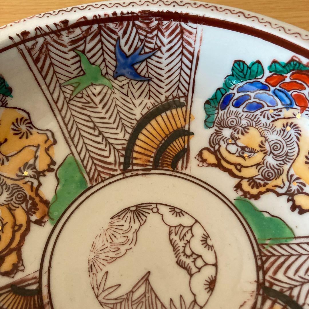 江戸末期　無名　色絵の深鉢