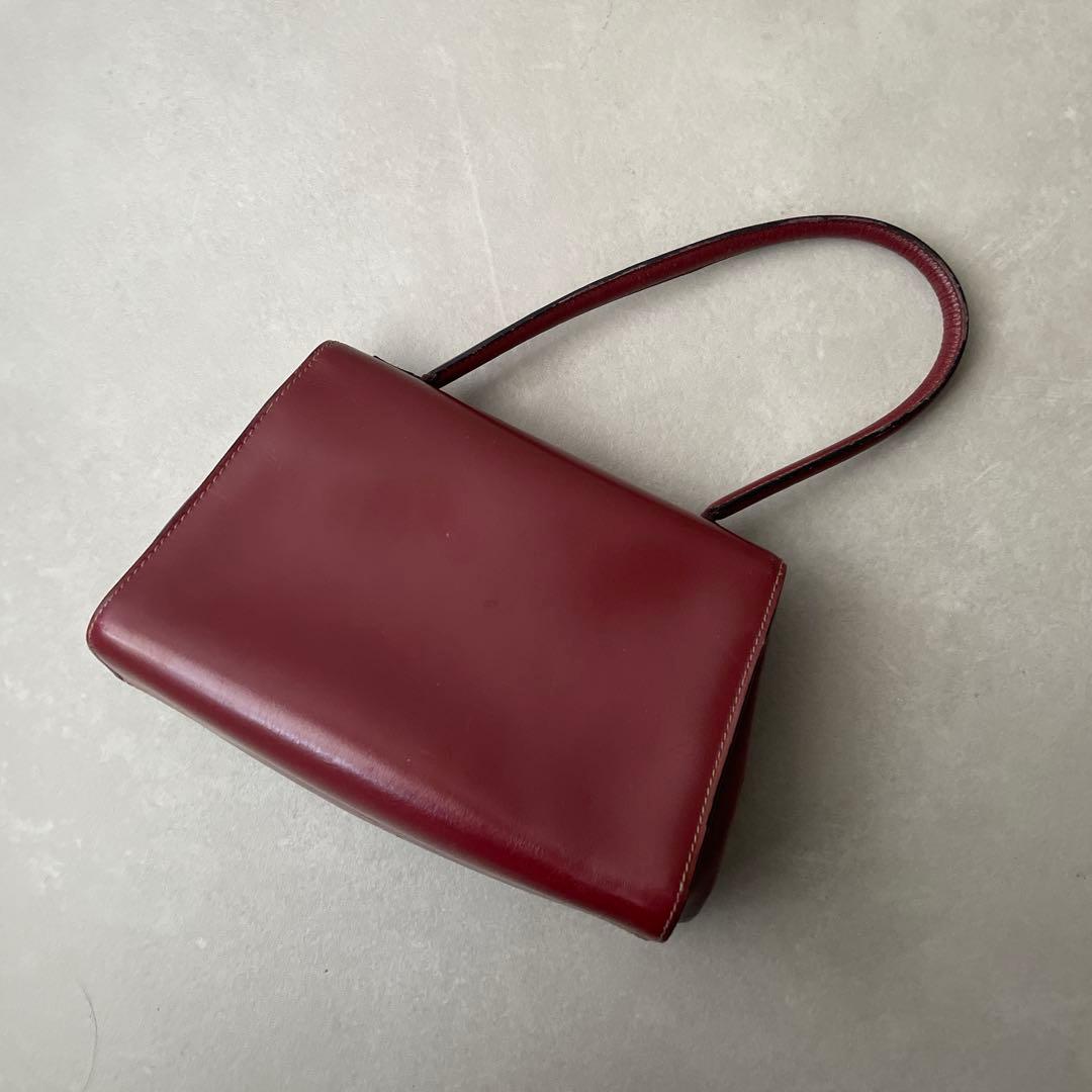 ロエベ レザー ハンドバッグ ロゴ型押し レッド ロエベ