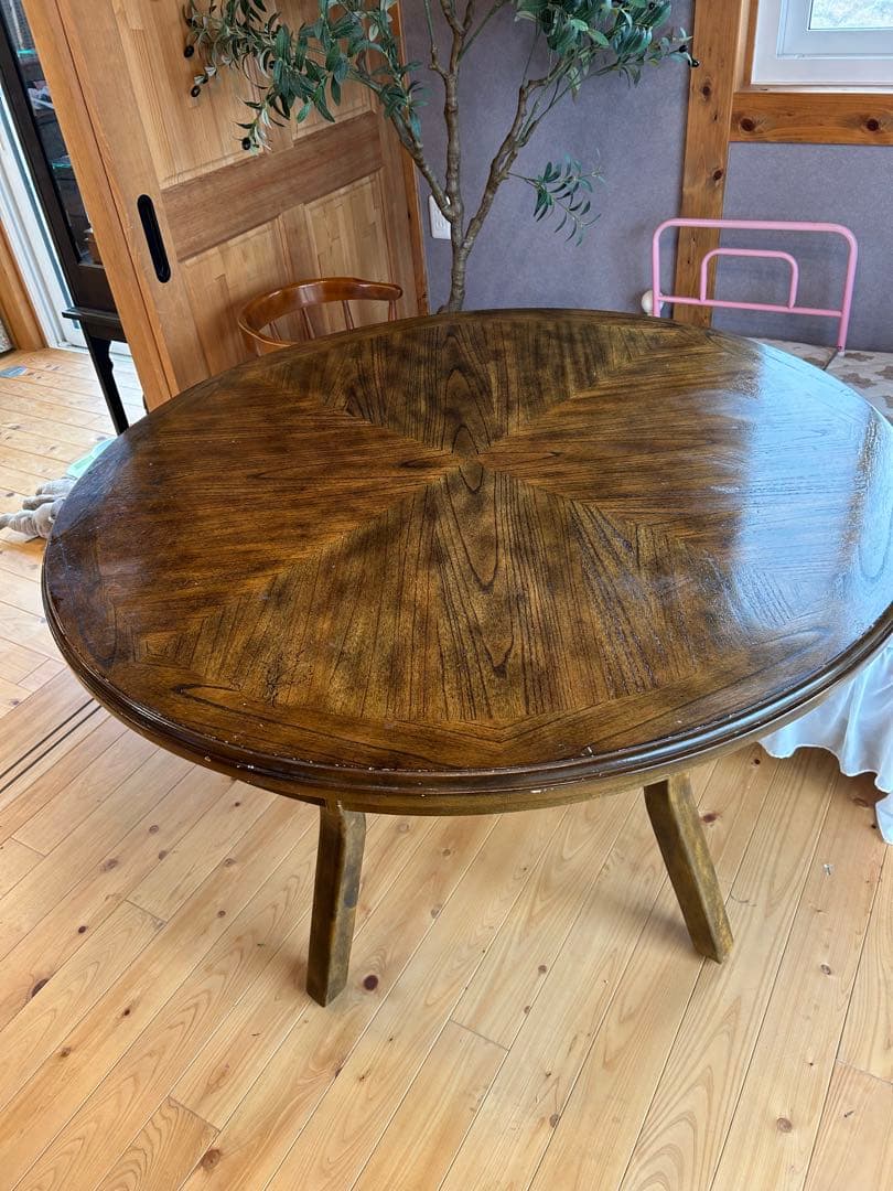 店舗　アメリカ製　アンティーク　円形ダイニングテーブル　引き取り専用