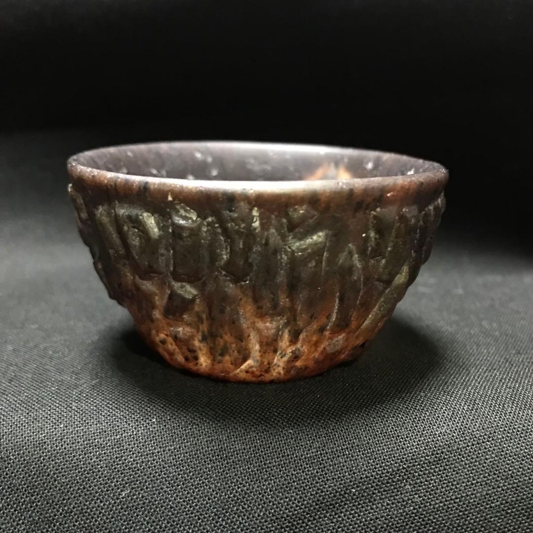 ガラス作家　佐伯泰典作　光るきのこぐい呑　パートドヴェール技法