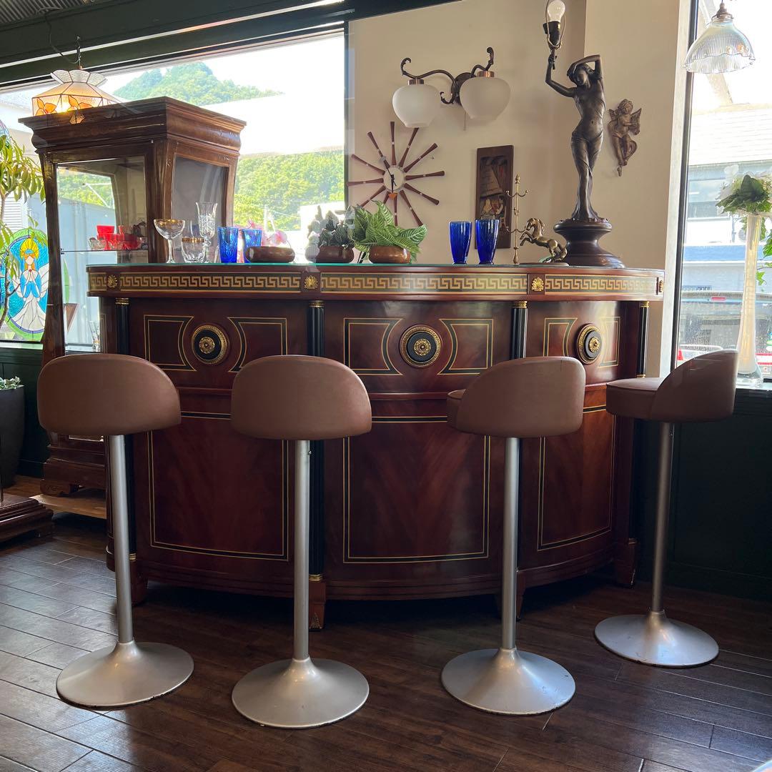 k839 小さな背もたれのついたカウンターチェア 4脚セット 回転 座面高78㎝