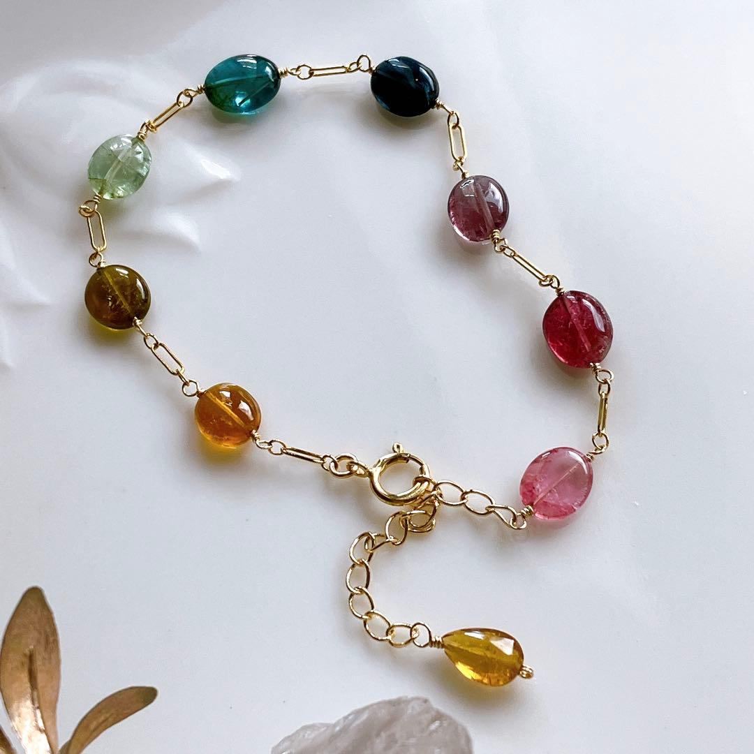 Kaya◆マルチカラートルマリンブレスレット✧14kgf