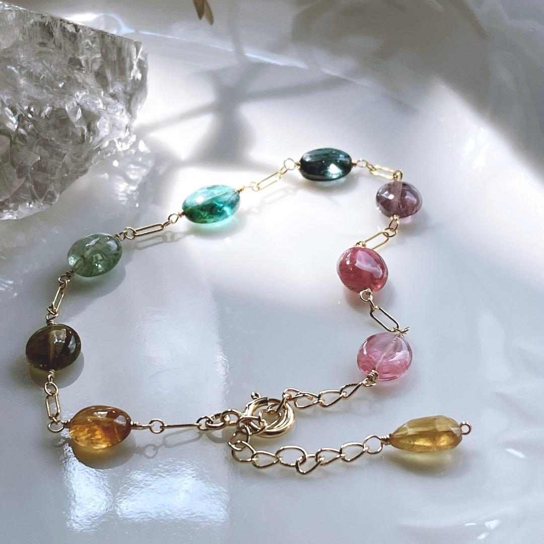Kaya◆マルチカラートルマリンブレスレット✧14kgf